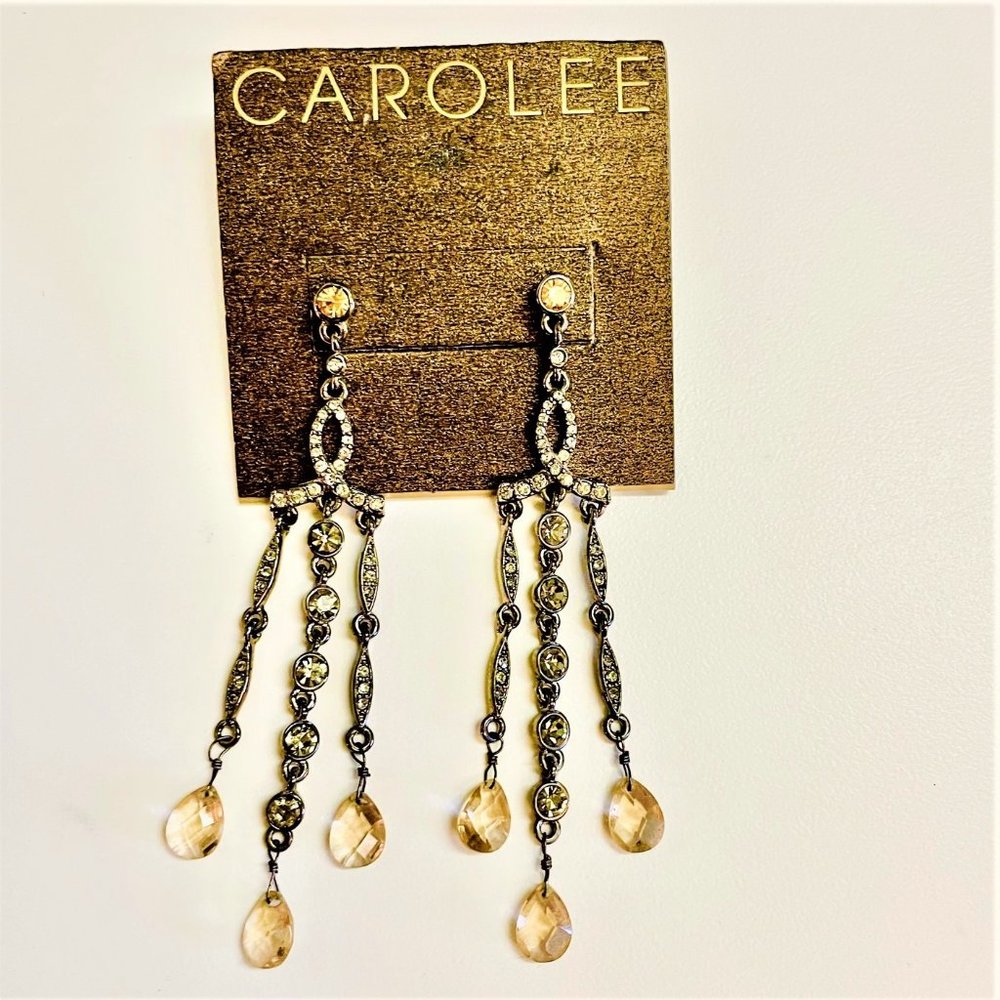 CAROLEE Rose Gold Light Pink Chandelier Crystal Earrings - NWT